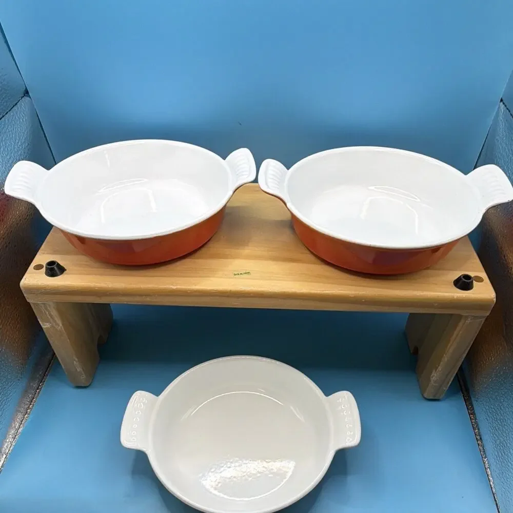 Vintage Descoware cast iron Ceramic Baking Dishes w/ Handles 0.5 Qt# FE-14.5